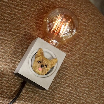 曙MUSE｜約克夏㹴水泥方燈 USB燈 手作 LED燈 禮物 創意設計 小夜燈 居家擺飾 擴香石