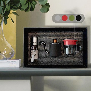 PO:Selected｜丹麥手沖咖啡三件禮盒組2.0(咖啡壺-黑/玻璃杯350ml/咖啡磨2.0)