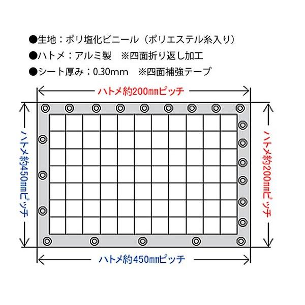 日中製作所 ビニールカーテン耐候 2.0x1.8 四面ハトメ 間仕切りシート HE-5530-A