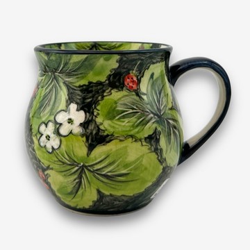 波蘭手繪手工陶-胖胖杯 220ml 綠叢系列 限量版