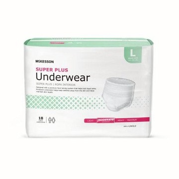 Unisex Adult Absorbent Underwear Large, White, 18 Bags by McKesson