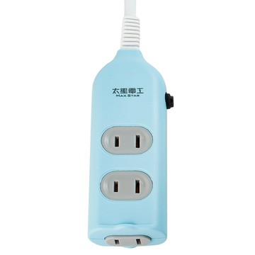 MAX STAR 太星電工 彩色安全三插座延長線 2P 15A 混合顏色  21尺  1條