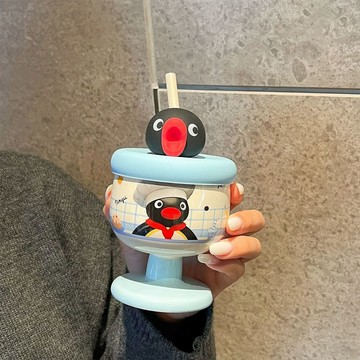 新上架👉Pingu企鵝陶瓷馬克杯新款高顏值水杯高腳杯家用啤酒杯子七夕禮物交換禮物 送朋友禮物