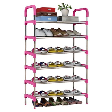 京太陽 不鏽鋼七層鞋架 粉色 簡約時尚 居家收納好幫手  1個