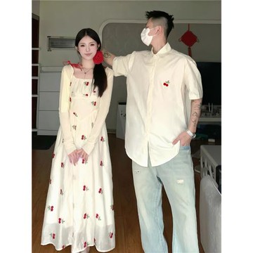 法式情侶裝夏季一長裙一衣襯衫小眾設計感吊帶2026新款高級感套裝