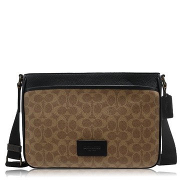 COACH 經典 PVC / DISTRICT 斜背包(中款/棕黑)