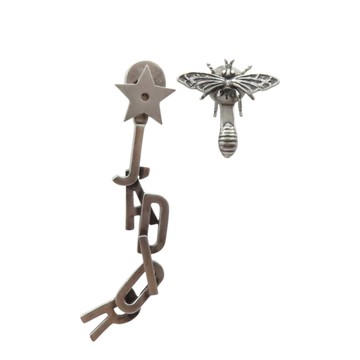 Dior 迪奧  金屬 蜜蜂 字母 不對稱 耳環 【二手名牌BRAND OFF】