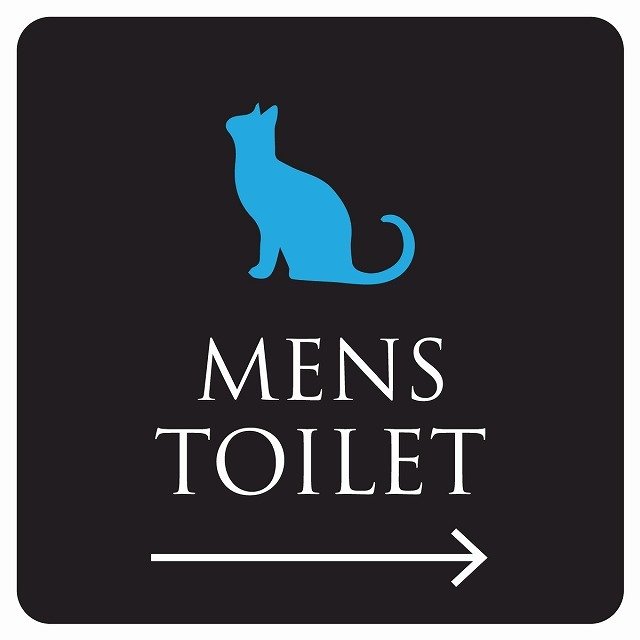 9x9cm トイレ 御手洗 TOILET トイレマーク ねこ 猫 ネコ ブラック カラー MENS 右 ピクトサイン ステッカー シール  カッティングシート 塩ビ製 通販 LINEポイント最大GET | LINEショッピング