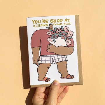 週年紀念賀卡，手捧花痴，你擅長讓事物保持活力