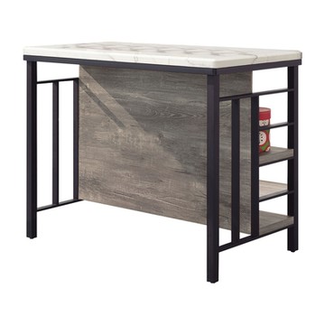 Boden-歐維克4尺工業風仿石面中島型吧台桌+餐櫃/多功能收納餐桌櫃/工作桌/收銀櫃檯桌(灰橡色)-120x69x94cm
