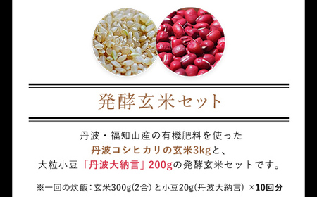 丹波産　発酵玄米セット（コシヒカリ玄米3kgと丹波大納言200g） FCCM008