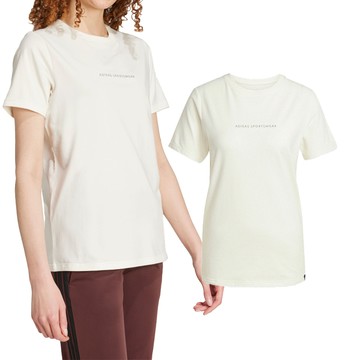 Adidas Codes Doodle Camp 女款 米色 三葉草 愛迪達 圓領 休閒 上衣 短袖 JX5322