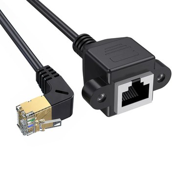 Fujiei Cat8極細公/母帶耳網路線 上 彎 0.5 M