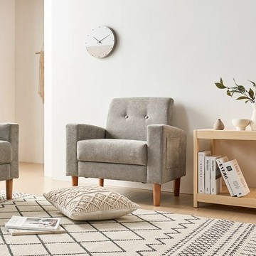 SUO VIAN FABRIC 縫線布面單人沙發椅  灰色