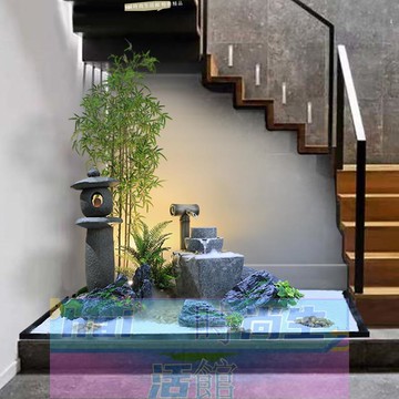 免運 可開發票 室內仿真植物造景裝飾流水景觀循環水樓梯下綠植軟裝迎客松竹子