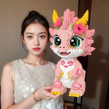 兼容樂高 積木 火麒麟龍積木 福龍積木 串聯積木 小顆粒益智手工拚裝玩具高難度女孩拚圖禮物【LES積木】
