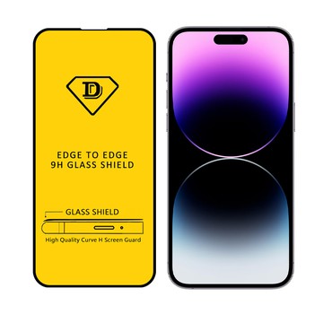 YANG YI iPhone 14 Pro / i14 Pro 全膠滿版二次強化9H鋼化玻璃膜防爆保護貼-黑