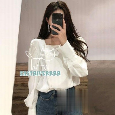 高校生 中学生 ファッション 10代 代 長袖 トップス レディース シャツ 春 秋 ブラウス スクエアネック サイドボタン ホワイト ネイビー 通販 Lineポイント最大get Lineショッピング