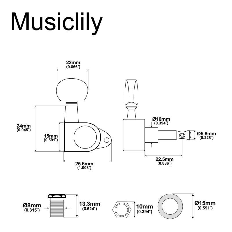 エピフォン Musiclily L3 R3 グローバータイプギター ペグ レスポールスタイル エレキギター アコースティックギター用,クローム