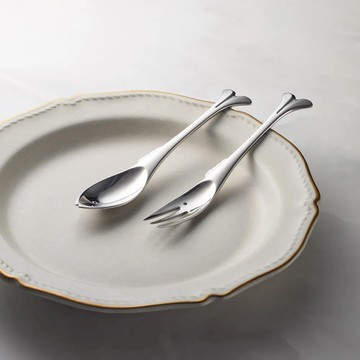 日本山崎金屬 - 釣魚系列 - 不鏽鋼點心叉匙組(2件式)