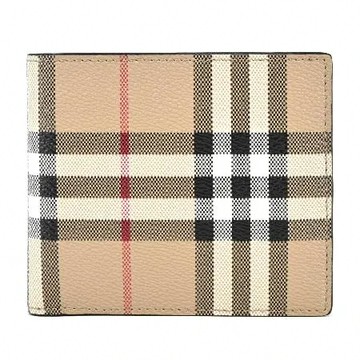 BURBERRY  Vintage 經典格紋帆布對開短夾(零錢袋/卡其)