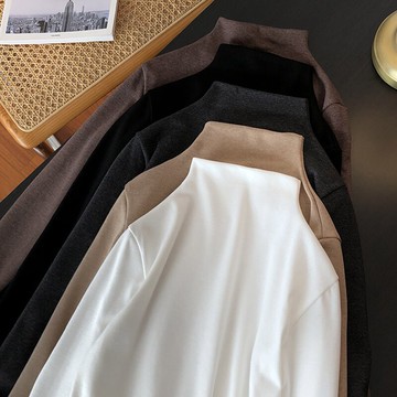 超火長袖T恤女秋冬韓版半高領洋氣內搭上衣服新款純色打底衫