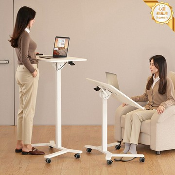 【氣動升降】升降桌 電腦桌 書桌 學習桌 站立桌 辦公桌 可移動帶輪 小戶型節省空間 床邊桌 家用辦公學習