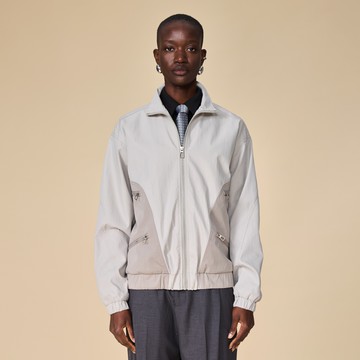 撞色拼接設計斜口袋灰色夾克 | 00122504101