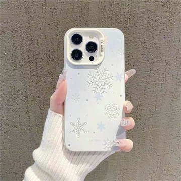 文藝冬季雪花適用三星A55硬殼5 A53 34手機殼S24Ultra彩銀IMD高級感S23FE/Note20U