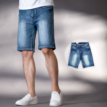 【NB1919J】夏日輕薄款微刷色素面無破牛仔短褲 男短褲(UC7152)