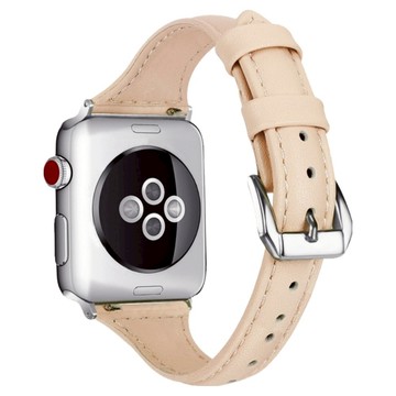 DAYA 典雅時尚細款皮革錶帶  Apple Watch 38/40mm  米色  1個