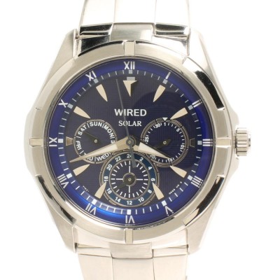 セイコー 腕時計 WIRED クロノグラフ ソーラー ブルー V14J-0BV1 メンズ SEIKO 中古 | LINEショッピング