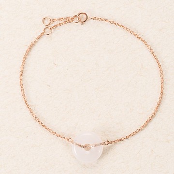 唯一 - 18K玫瑰金白冰翡翠懷古手鏈配白鑽石