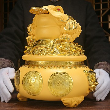 大號金蟾聚寶盆存錢罐兒童男孩宮廷風可存可取出儲蓄罐2021年新款