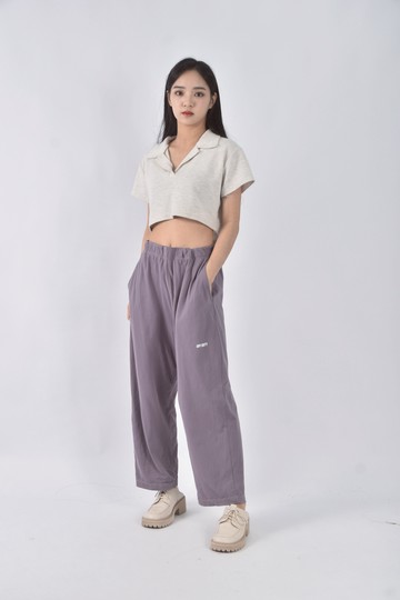 (XL) off duty高腰抽繩紫色長褲