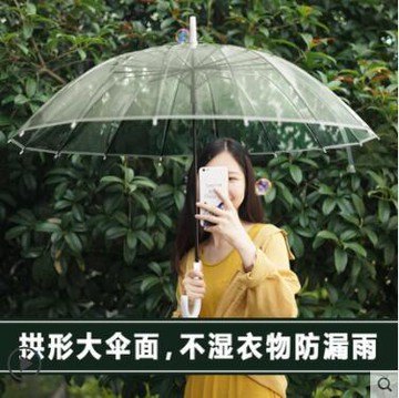 16骨透明雨傘長柄大號雙人女白色網紅雨傘自動結實加大摺疊定制傘 NMS【開春特惠】