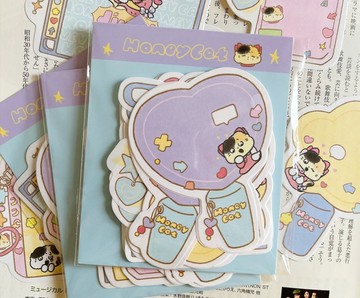【鹽汽水】小貓追星異形便簽可愛卡通手帳拼貼紙