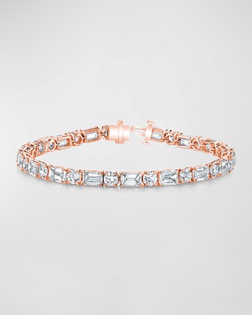 18K Gold East-West Alternating Prong-Set Diamond Bracelet, 7.00tcw, 7"L