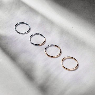 SLOW ROVER｜月圓圓缺 純銀雙色細戒-18K黃金+白金色 - #9.5