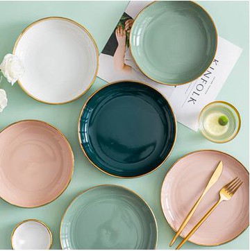 陶瓷盤子菜盤家用新款網紅餐盤創意小碟子深盤碗套裝現代輕奢 99購物節