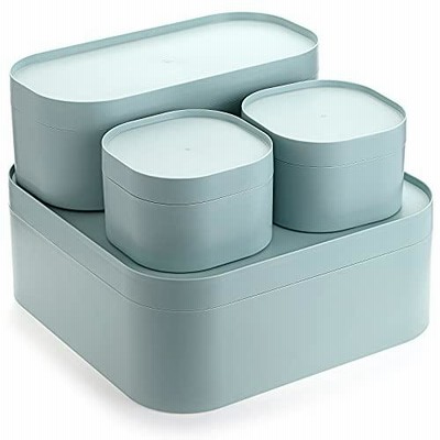 BTSKY プラスチックストレージボックスセット さまざまなサイズのストレージビン 蓋付き 積み重ね可能 キューブバスケット 容器 コンテナ トート オーガナ