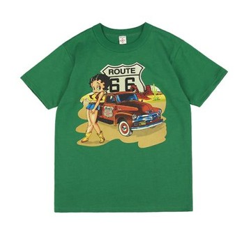 ROUTE 66公路 重磅300克 貝蒂BETTY 美式休閑阿美咔嘰短袖T-shirt