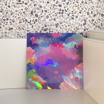 第五泛音系列 兩款 祝福 極光 銀河感閃亮膜方卡 明信片