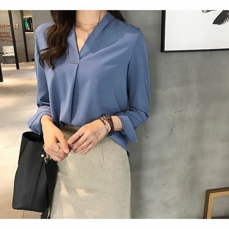 シフォン ブラウス 長袖 Vネック オフィス 大きいサイズ 3L 4L 5L レディース ス 赤 白 春 秋 無地 きれいめ シンプル 通勤服 デート ブラウス 長袖 Vネック オフィス 大きいサイズ 3L 4L 5L