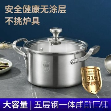 德國316不銹鋼湯鍋加厚家用蒸鍋煮粥鍋燉鍋雙耳燃氣灶電磁爐