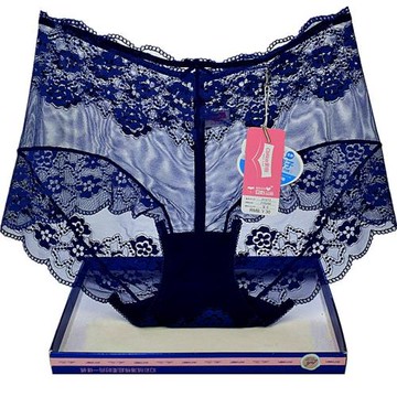 彩田內褲女士蕾絲邊網紗透明性感青年青年高腰31213錦綸純棉襠新