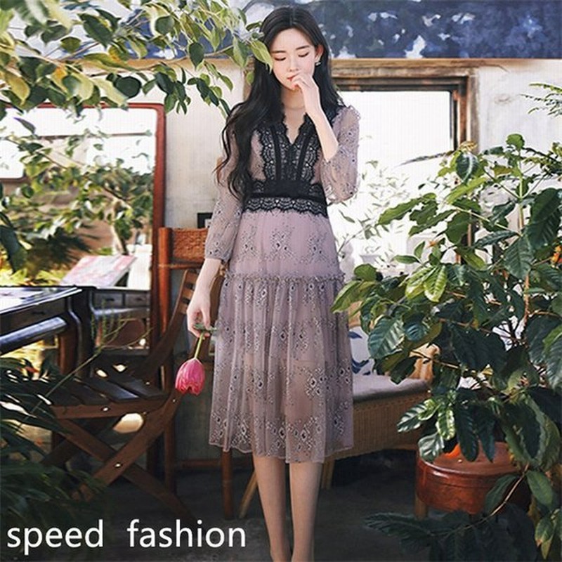 ワンピース レディース 秋 30代 40代 ファッション 女性 上品 9分袖 ミモレ丈 レースワンピース Aラインスカート きれいめ 通勤 着痩せ 21sf 通販 Lineポイント最大0 5 Get Lineショッピング