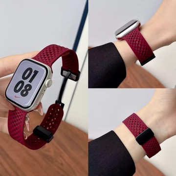 apple watch 錶帶 網洞磁吸扣 適用 蘋果錶帶 apple 10 9 8 7 SE 運動 硅膠錶帶 1P329