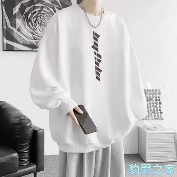 【豹開之家】M-8XL大尺碼 加絨圓領衛衣男 字母印花大學t 無帽套頭衛衣 情侶裝 長袖上衣 男生衣服長袖T恤K101