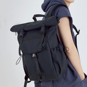 好背客 潮流防潑水大容量翻蓋雙肩包/多功能電腦包 16吋 2色 - 黑色